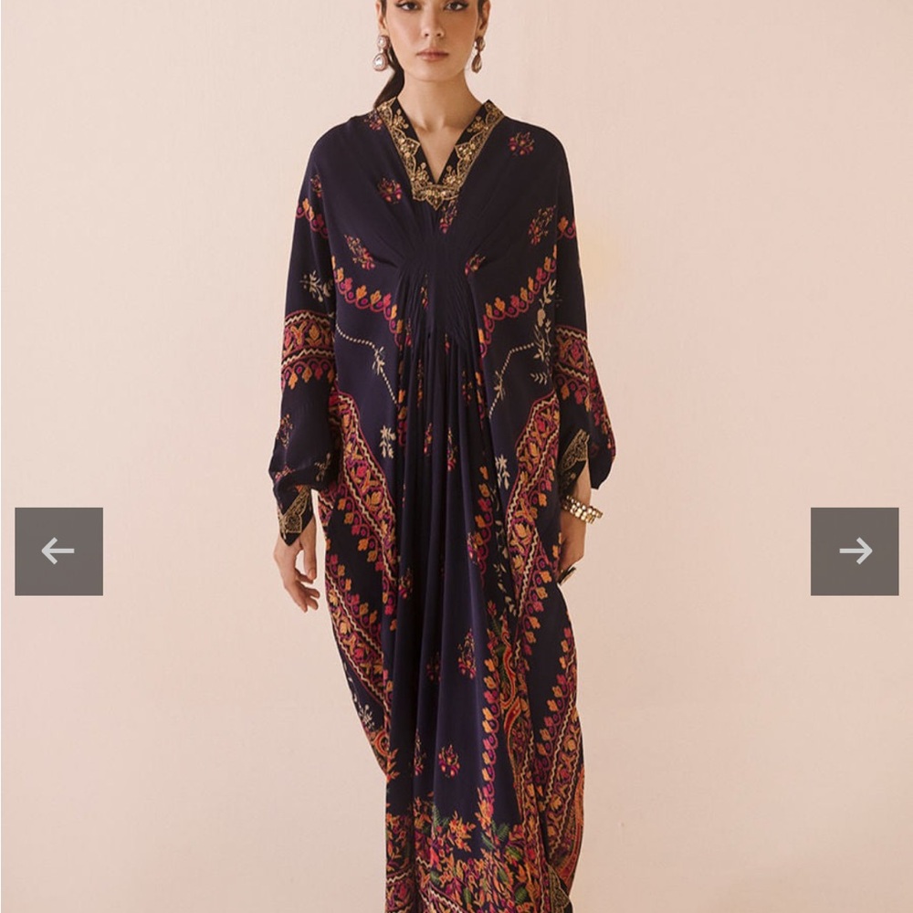 Farah Talib Aziz Fta Ziva Kaftan Dress Silk Embellished